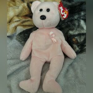 Cure, beast cancer beanie baby. 10th year celebration.